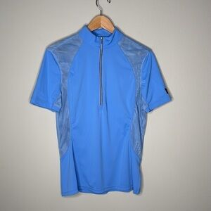 FITS Riding 1/4 Zip Short Sleeve Sun Shirt in Blue Women's Size XL